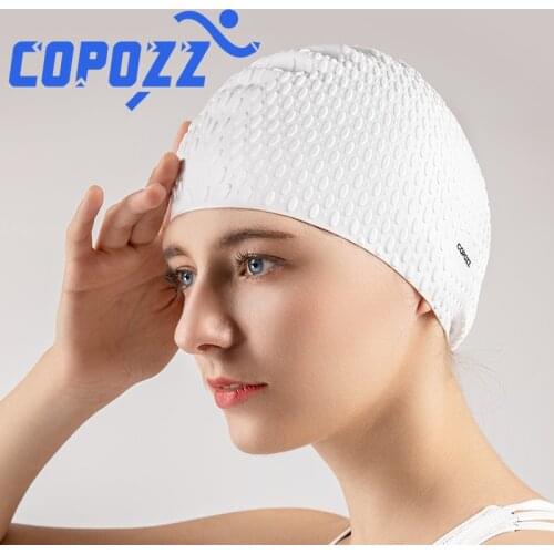 Summer Pure Color Particle Swimming Cap High Elastic Silicone Waterproof Ears Protection Swim Pool Hat for Men Women Adults