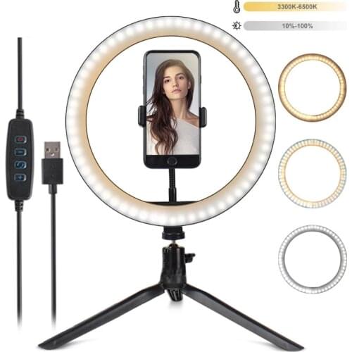 Phone LED Light Ring Tripod Professional Photography Lamp Youtube Dimmable Photo Studio Selfie LED Ring Light Phone Holder