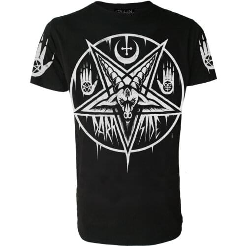 Darkside Baphomet Pentagram Occult Satanic Mens T Shirt Black Rock Biker S-3XL Design Tops top tee