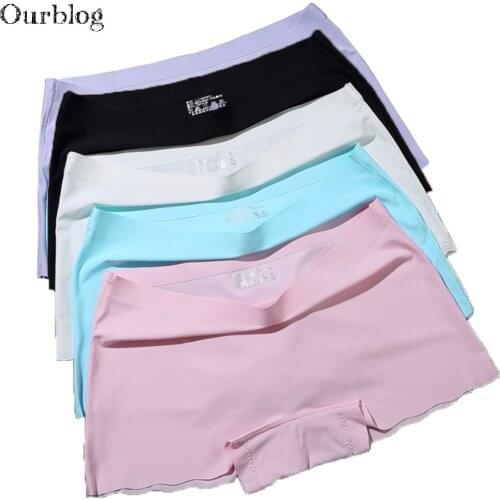 OURBLOG 4pieces/lot Womens Safety Short Pants Woman Seamless Panties Ladies Knickers Underwear Purple Woman Comfort Panties