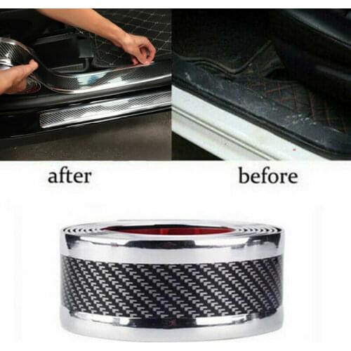 Universal Car Styling Sticker 2pcs Set Carbon Fiber Vinyl Door Sill Scuff Plate Guards Door Sills Protector Car Accessories