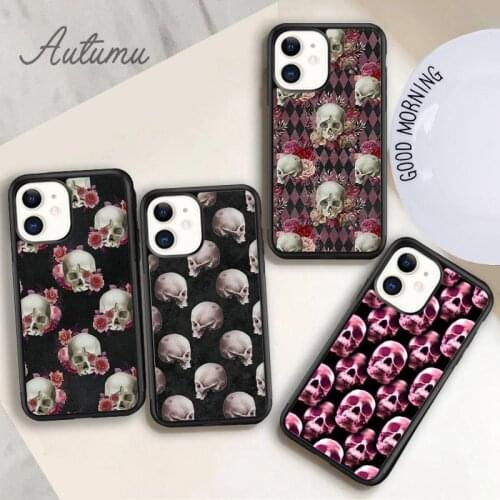 Vintage Pink Skull Phone Case for iPhone 11 12 Pro Max mini X XR XS SE 2020 5 6S 7 8 Plus Samsung Galaxy S8 S9 S10 Cover shell
