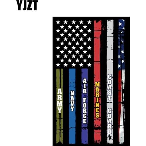 YJZT 9.3CM*15.4CMMotorcycle USA Flag Army Navy Air Force Marines Coast Guard Car Sticker Decal PVC 6-0297
