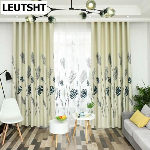 Nordic Style Curtains for Living Dining Room Bedroom Small Fresh Leaf Curtains French Window Kitchen Curtains Custom Curtains