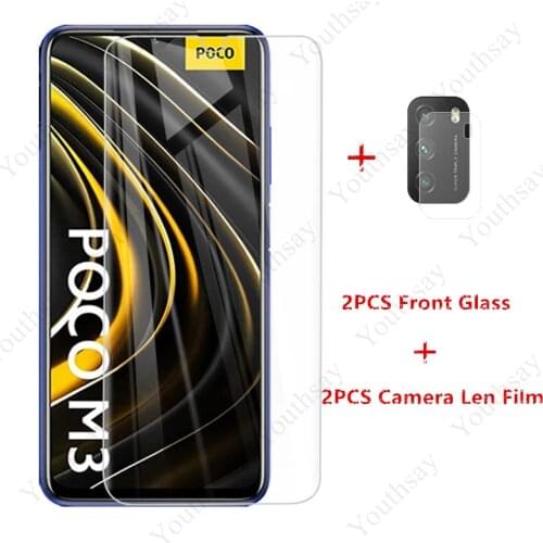 2PCS Tempered Glass for Xiaomi Poco M3 Glass for Xiaomi Poco M3 X3 NFC Redmi Note 9S 9 Pro 9C Mi 10T Lite Film Screen Protector