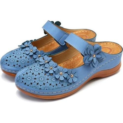 2021 Summer Womens Sandals Retro Comfortable Non-slip Soft Sole Casual Slippers Fashion Flat Womens Shoes Large Size 42
