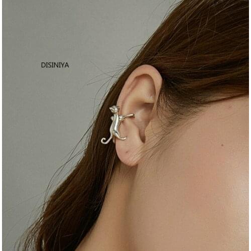 Silver 925 Ear Cuff Earrings for Women Cat on Ear Jewelry Unique Design 925 Sterling Silver Jewelry Brincos SCE36967