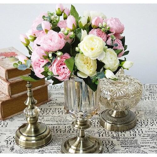 1 Bunch Artificial Silk French Rose Floral Bouquet Fake Flower Arrange Table Daisy Wedding Flowers Decor Party Accessory Flores