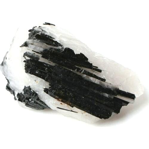 1PC Natural Crystal White Quartz With Black Tourmaline Rough Stone Mineral Specimen Irregular Home Decor Reiki Healing