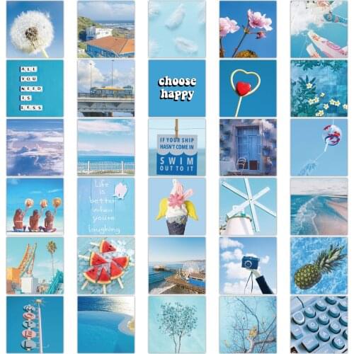 10/62PCS Blue Landscape Stickers Decal For Cute Cartoons Sticker to Kids DIY Suitcase Stationery Fridge Water Bottle Guitar