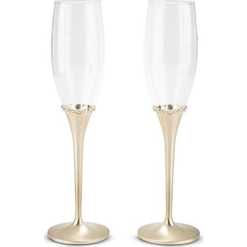 2PCS Personalized Gifts For Bride Groom Couple,Engraved Gold Glass Champagne Toasting Flutes Set,Anniversary Wedding Keepsake