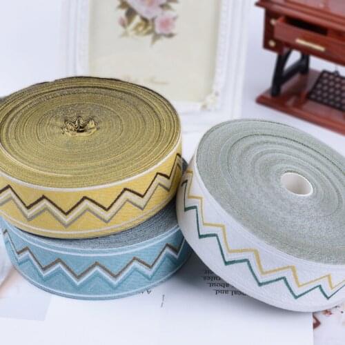 25M/lot 4.5cm Wide Emboidery Jacqurd Lace Ribbon Belt Curtain Lace Trim Webbing DIY Sewing Sofa Curtain Decor Accessories