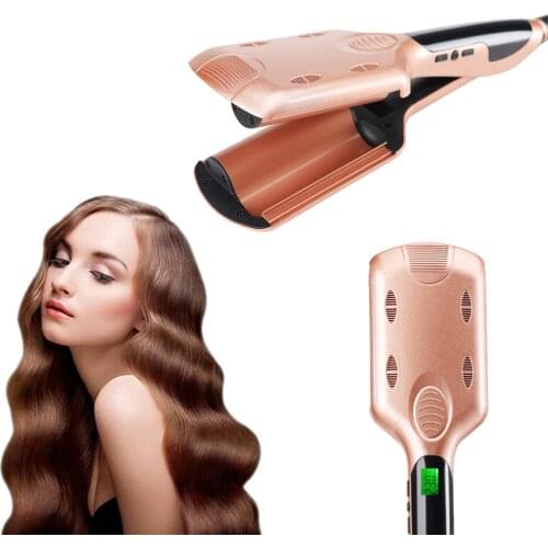 32 mm Wave Curling Iron Ceramic Hair Curler Deep Wavy Colander LED Temperature 3 Barrel Hair Crimper Hair Styling Roller Iron