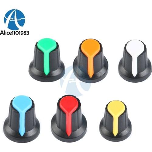 5PCS/lot DIY WH148 Potentiometer knob Cap AG2 Plastic Knob For Diameter 6mm Plum Handle Yellow Orange Blue White Red Green A-2