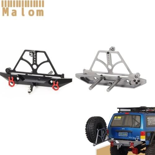 Aluminum Rear Bumper with Swing Spare Tire Rack and Trailer Hitch for 1/10 RC Crawler Axial SCX10 D90 RGT 86100 90046 90047