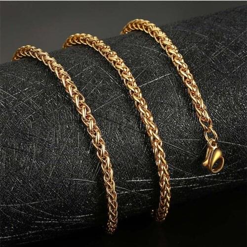 AZIZ BEKKAOUI Gold Black Stainless Steel Flower Basket Chain Necklace Basic Chain for Male Female Link Chains Choker Jewelry