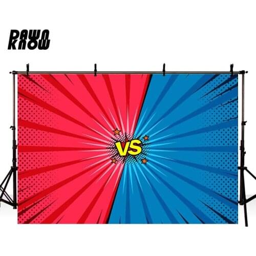 DAWNKNOW Photography Background Backdrop Children Cartoon Dual Meet VS Photocall Baby Birthday Party Photo Studio Props GY354
