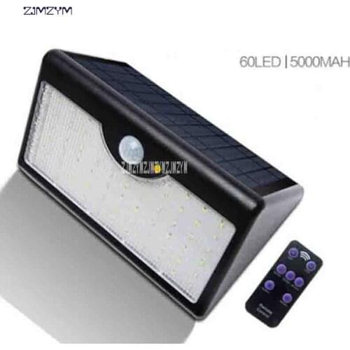 FH5-1 Solar Light Outdoor Sensor Light 3.2V 11W Super Bright 60LED Remote Control 5 Modes Black Shell White Light Garden Light