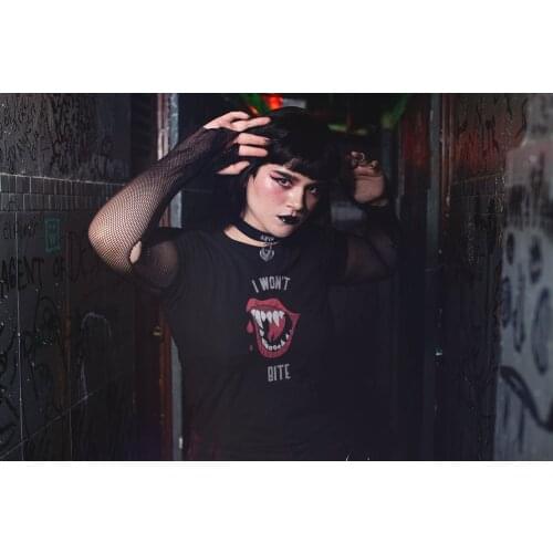 Colored I Won't Bite gothic Vampire t-shirt women 100% Cotton funny graphic tumblr casual quote Fashion unisex tee top tshirt