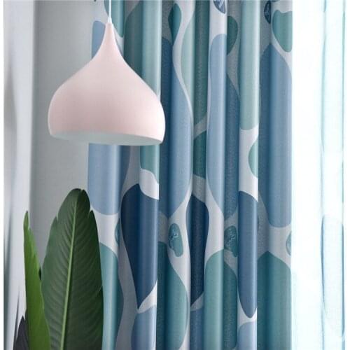 Ins Nordic Style Curtain Fabric Modern Simple Pebble Printing Shading Living Room Bedroom Curtain Finished Product Customization
