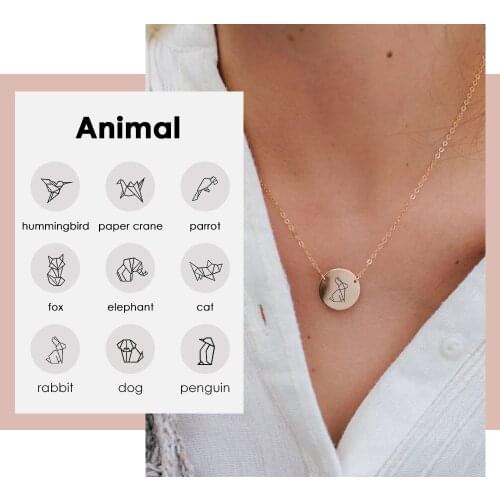 JUJIE Stainless Steel Necklace For women Laser engraving Little bird Necklace custom made Trendy Necklace Animal Jewelry
