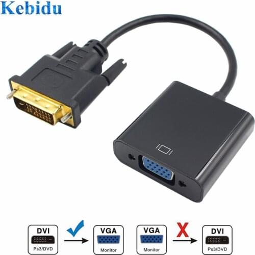 KEBIDU 1080P DVI-D to VGA Active Adapter Converter Cable 24+1 Pin Male to 15Pin Female Monitor Cable for PC Display Card Full HD