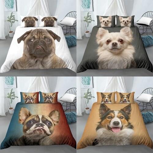 2/3 Pcs Dog Pattern Duvet Cover Set 3D Bedding Kids Boys Girls Bed Set Puppy Quilt Cover Comforter Cover Dog Bedding Set