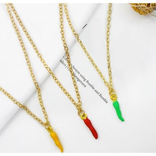 Red yellow green pepper Pendant Necklace Vegetable Necklace Good friend jewelry gift