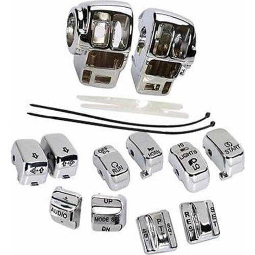 Chrome Switch Housing Cover+10 Cap For Harley Electra Road Tri Glide Touring