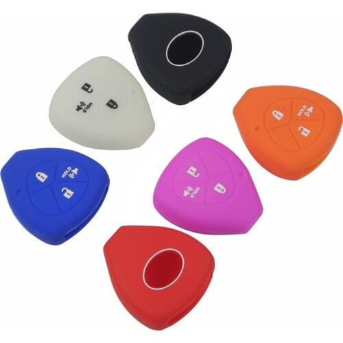 Kutery 10PCS Silicone Colorful Remote Car Key Cover Case 3 Buttons For Toyota YARIS AURIS Sienna 2005-2010 Protect Replacement