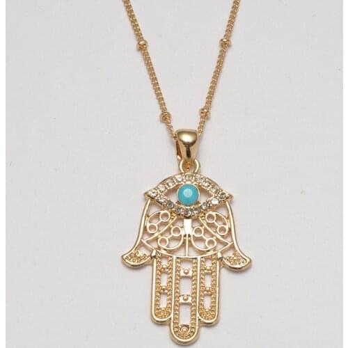 Fashion accessories hamsa evil eye hand of fatima blue eye necklace boy and girl pendant