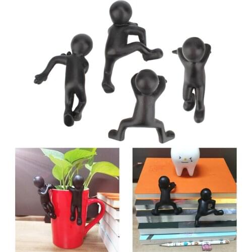 Set of 4 Creative Kung Fu Little Men Flower Pot Hugger Hanger Decoration Resin Craft Figurines Climbing Decor Ornaments