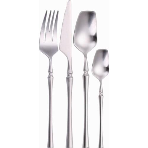 Silver Cutlery Set Stainless Steel Western Tableware Utensils Set Kitchen Knife Fork Tea Spoon Set Travel Dinnerware Flatware