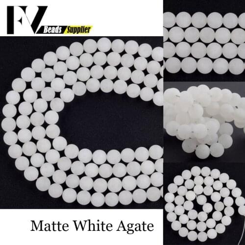 Natural Dull Polished White Jades Stone Round Loose Beads 4mm-12mm Spacer Beads For Jewelry Making DIY Bracelet Accessories 15"
