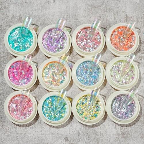 2021 New!!!3G/Jar Aurora Iridescence Snow Velvet Powder Nail Sequins-Mix Ultra-Thin Manicure Opal Powder Brocade