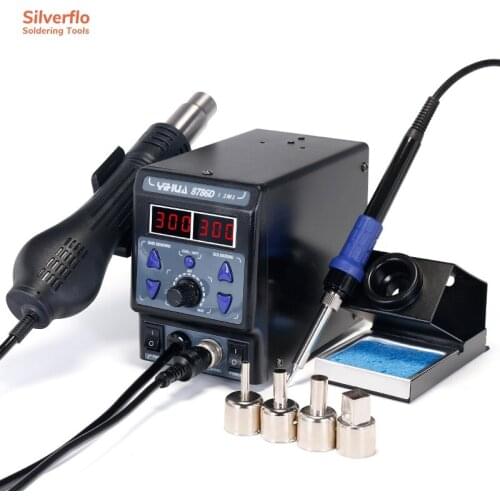 YIHUA 8786D-I 2 in 1 Soldering Iron Hot Air Gun BGA Rework Staion for Repair Welding Work 740W Welding Station