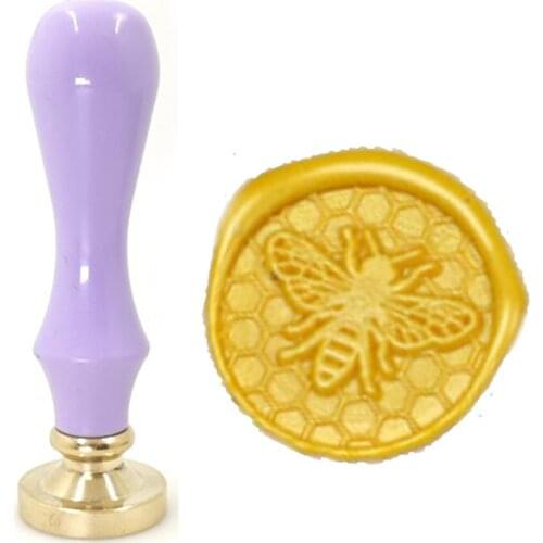 Lovely Natural Bee Wax Stamp Exquisite Paint Purple handle,DIY Ancient Seal Retro Stamp,Personalized Stamp Wax Seal High Quality