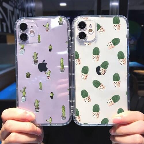 Daisy Flower cactus plant pattern Phone Case Transparent soft For iphone 5 5s 5c se 6 6s 7 8 11 12 plus mini x xs xr pro max