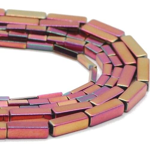 Rectangle Cuboid Square Rose Red 4/6/9MM Hematite Natural Stone Spacer Loose Beads For Jewelry Making DIY Bracelets Accessories