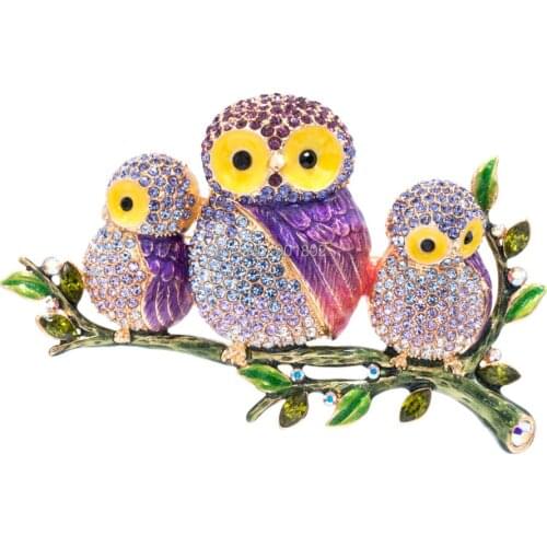 The Romantic Art Of Rhinestone Brooches Austrian Crystal Animal Owl Brooch Pins Jewelry SBA4218