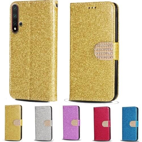 For Huawei Honor 20 Luxury Glitter Diamond Flip Leather Wallet Phone Case For Huawei Nova 5T 5 Pro Phone cover with card slot