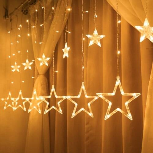 Christmas Fairy Lights Festoon Led String Lights Star Garland Window Curtain Indoor Decoration Halloween Party Wedding Lighting