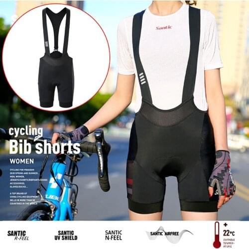 Santic New Women Cycling Bib Shorts Shockproof Padded Tights Bike Bibs Shorts Breathable Quick Dry MTB Road Bicycle Short Pants