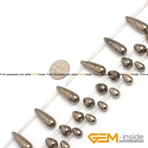 Teardrop Irony Gray Pyrite Acceories Beads Natural Stone Bead DIY Bead For Jewelry Making Strand 15" DIY Jewelry Bracelet Bead