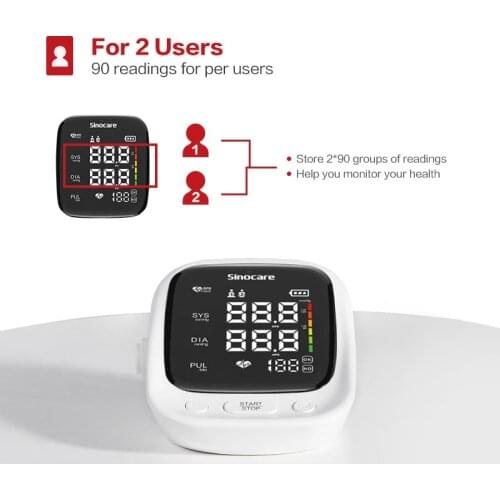 Adjustable Cuff 2-Users Mode Sinocare sphygmomanometer Arm Blood pressure monitor Professional Digital Blood pressure monitor