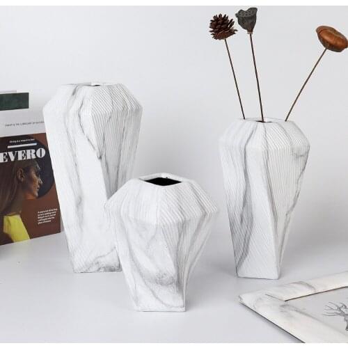 Nordic Home Furnishings Marbling Ceramic Vase Diagonal Crafts Porch Living Cute Room Accessories Aesthetic Soft Decorations