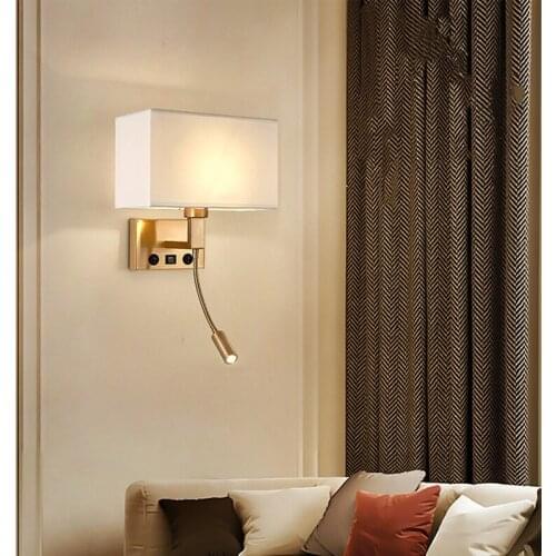 Modern Minimalist Bedside Led Wall Lamp Bedroom Hotel Living Room Personality Creative USB Charging Decorative Bracket Light