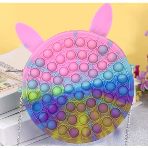 New Fidget Push Bubble Shoulder Bags Kids Adult Decompression Sensory Toys Cute Girls Crossbody Bags for Children Brithday Gifts