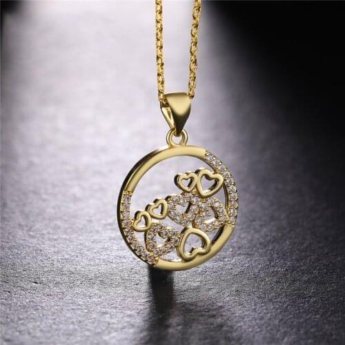Juya Wedding Jewelry Supplies Gold/Rose Gold Micro Pave Zircon Love Heart Charms Pendant Necklace For Women Gift Jewelry
