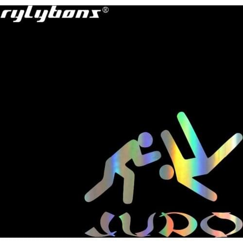 Rylybons 13.5*10.7CM Funny Deign Judo Graphic Design Car Sticker Door Window Vinyl Car Sticker Decoration Car Accessories